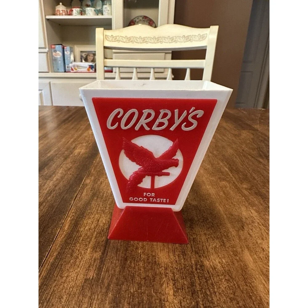 Vintage Corby's Whiskey Advertising Counter Display Holder Jas Barclay Peoria
